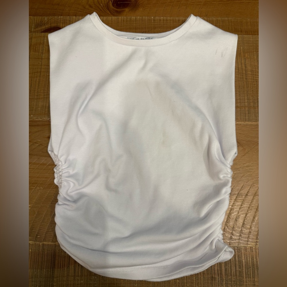 Women’s White Zara Tank Top with ruched sides